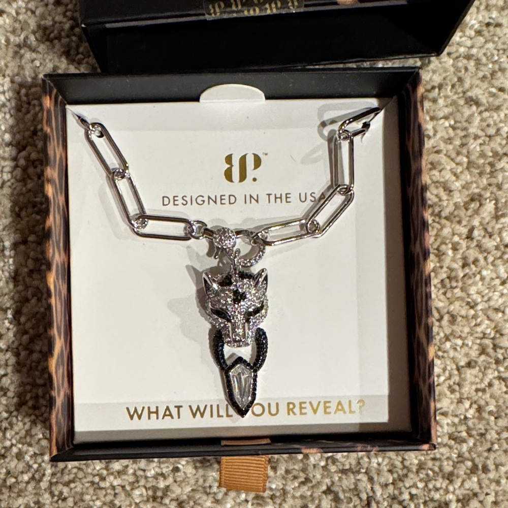 Bomb Party Untamed Collection - Silver Lion Pendant Necklace Silver and Black